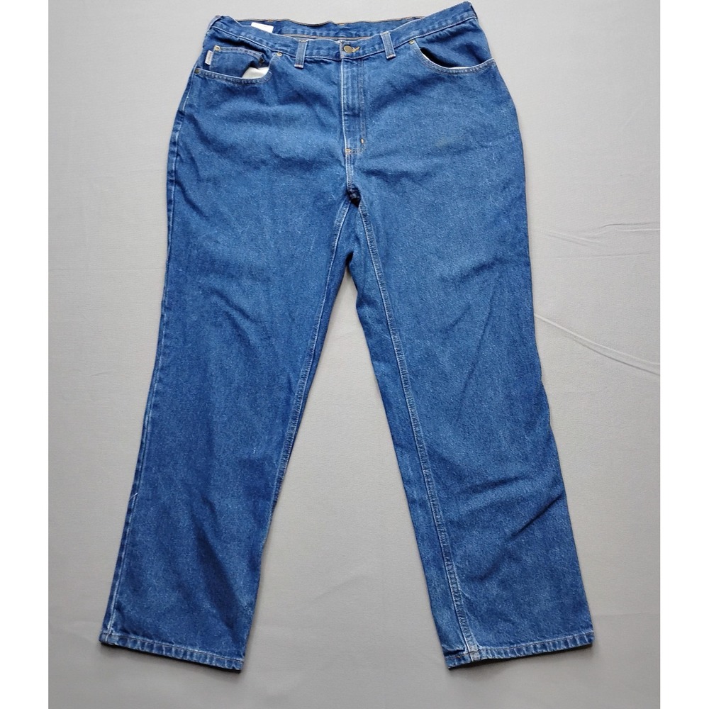 Carhartt Mens Relaxed Fit Straight Leg Blue Denim Jeans 40x32 381-83 Medium Wash
